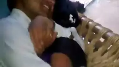 Desi Couple Kissing purple salwar village