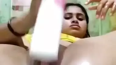 Desi Babe Using Room Freshener Bottle To Masturbate