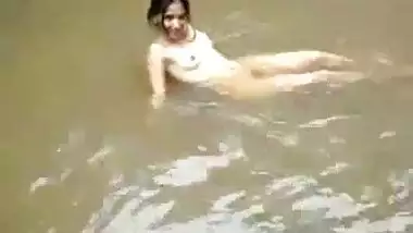 Nude Girl Enjoying Indian River