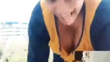 Desi girl showing hanging boobs to bf over video call