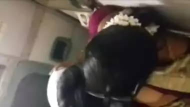 Satin Silk Saree Aunty in Train