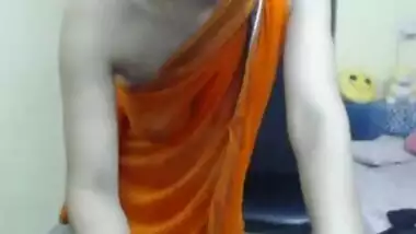 Indian Slip Hot Girl Transparent saree