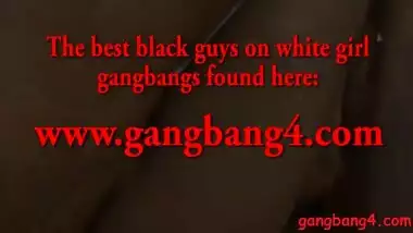 Pretty babe blowjobs and double banged by black dongs