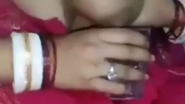Nude Bhabhi collects her breast milk for her naughty Devar