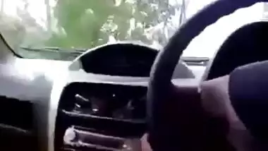 Aunty Sucking cock in car & huge boobs pressed