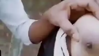 Couple enjoys on terrace in Indian college girl sex video