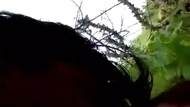 Shaved Dehati pussy fucking outdoors by her lover