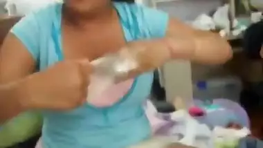 Desi sister playing with condom