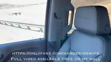 WanderingWife fucks huge BBC bare in backseat in front of cuck hubby!