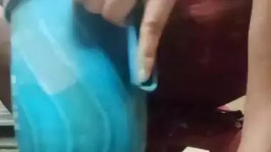 Sexy girl is bathing in bathroom. Sexy girl is fingering tight pussy and peeing in the bathroom.